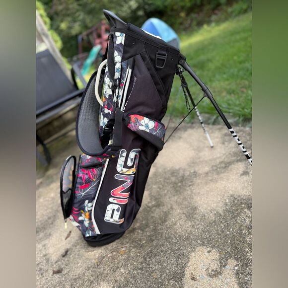 PING HOOFER Lite Black Floral Tropic Hawaii Multi Color Stand Golf Bag Divider - Picture 5 of 15